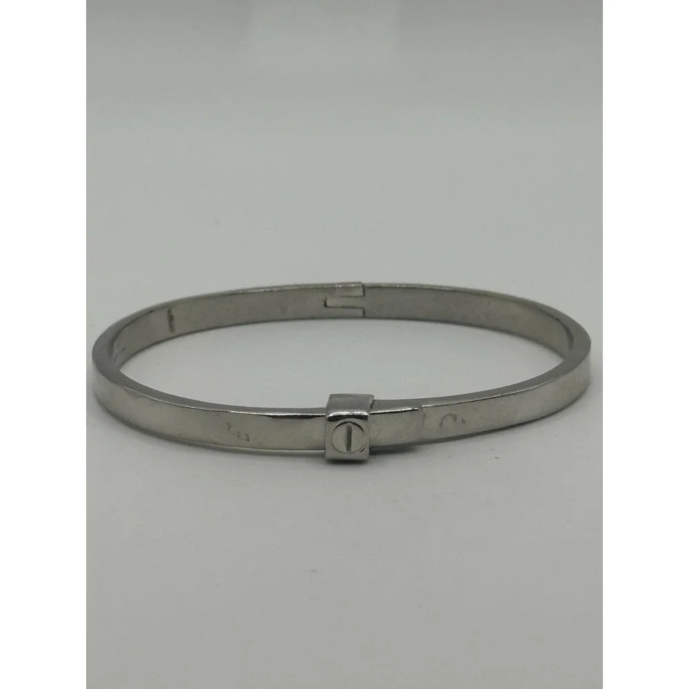 Gold Plated Silver Tone Hinge Bangle Bracelet Adjustable 18KGP 5.75
